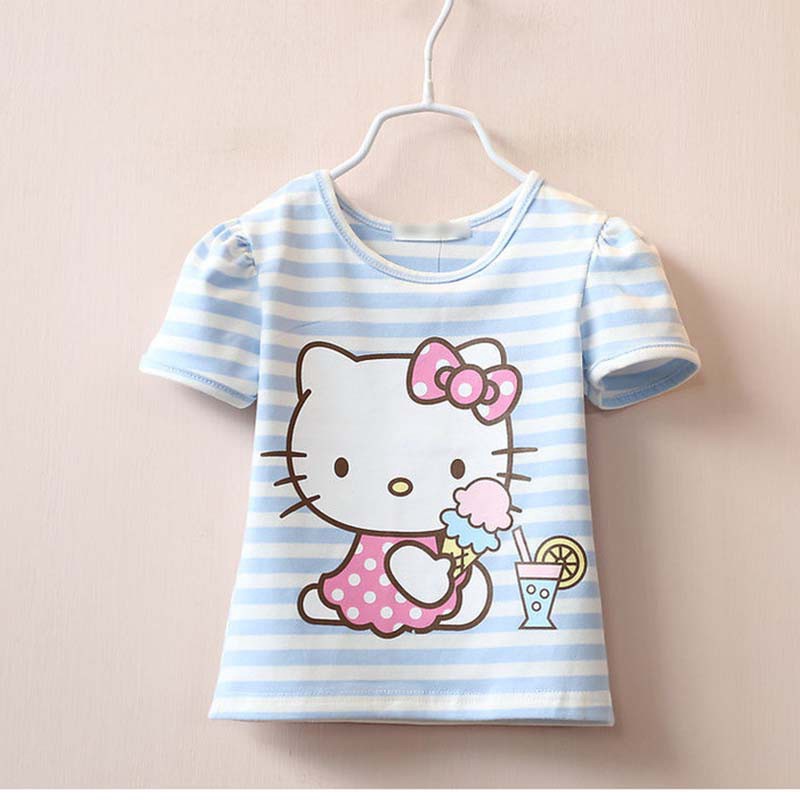 Áo Thun Tay Ngắn Hình Hello Kitty Cho Bé Gái