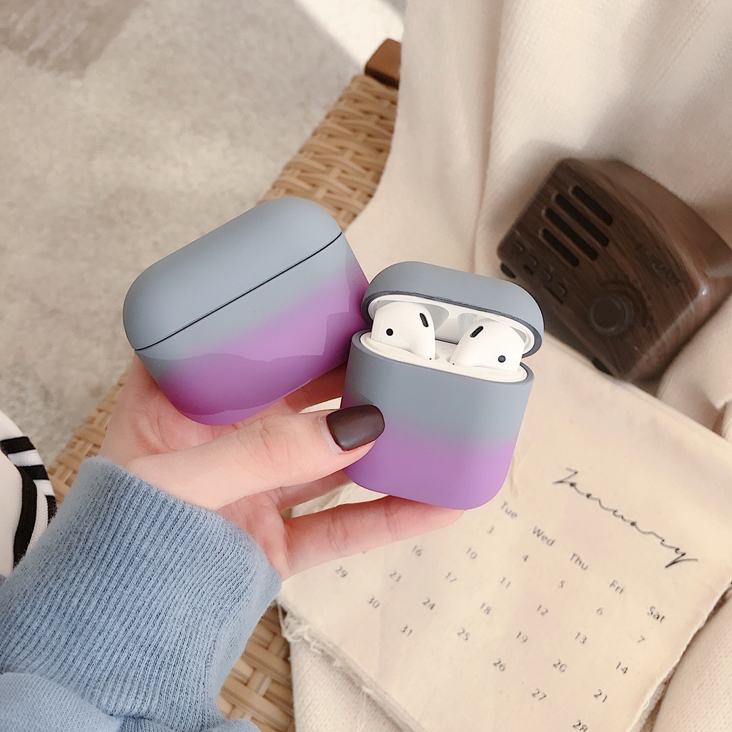 Vỏ bảo vệ hộp sạc tai nghe PC cứng màu kẹo gradient nhiều màu sắc dễ thương cho Apple AirPods Pro 3 Air Pods 2 1 3