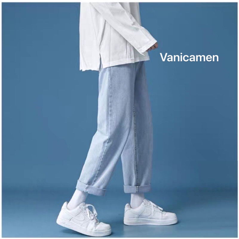 Quần Jean Baggy nam xanh sáng nhạt ống suông rộng BG01 style hàn quốc 2021 Vanicamen