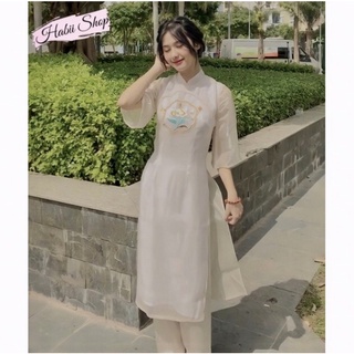 Set áo dài cách tân nữ màu hồng nude