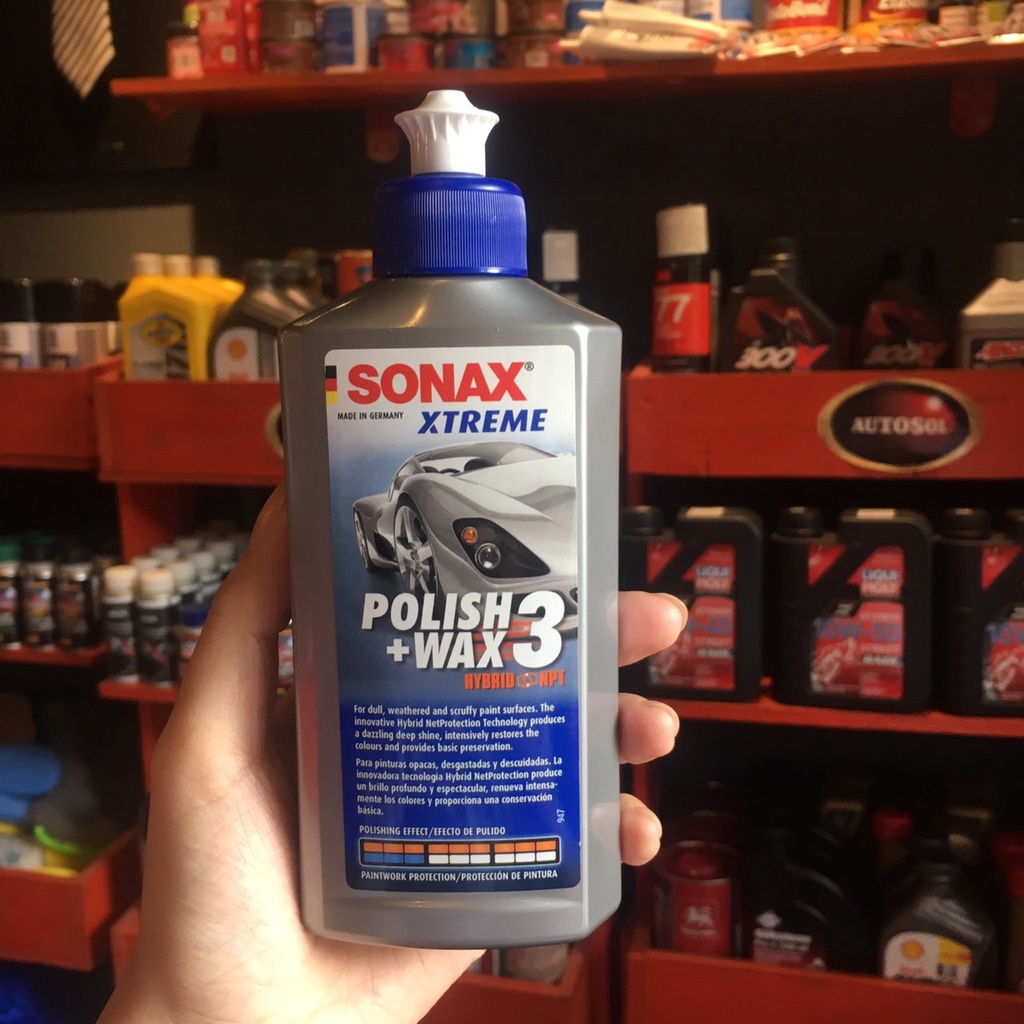 Tặng khăn -Kem đánh bóng, xóa xước quầng sơn xe ô tô, mô tô Sonax xtreme polish &amp; wax 3 250ml Sonax202100 chamsocxestore