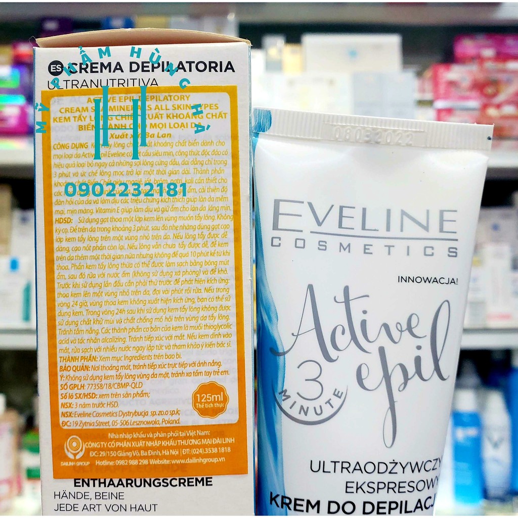 Kem tẩy lông Eveline, kem triệt lông chiết xuất khoáng chất biển dành cho mọi loại da Eveline Active Epil 125ml