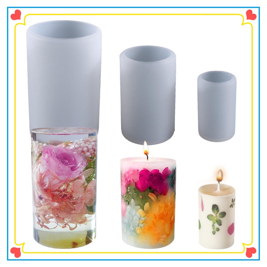 Khuôn Silicone Làm Nến / Xà Phòng Hình Trụ 3D DIY