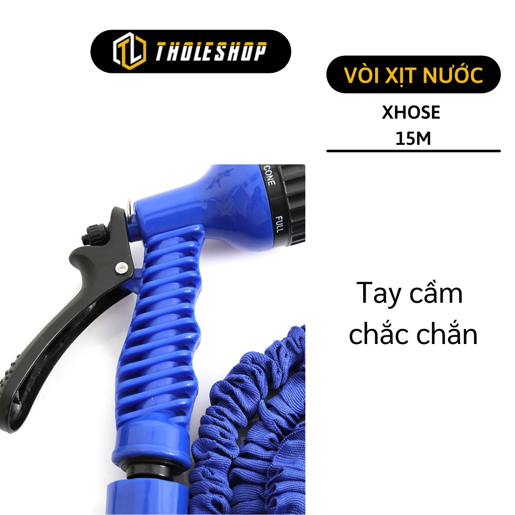 Vòi giãn nở Xhose 15M - Vòi xịt tưới cây, sân vườn, rửa xe thông minh bằng cao su và vải co giãn 3 lần 2130