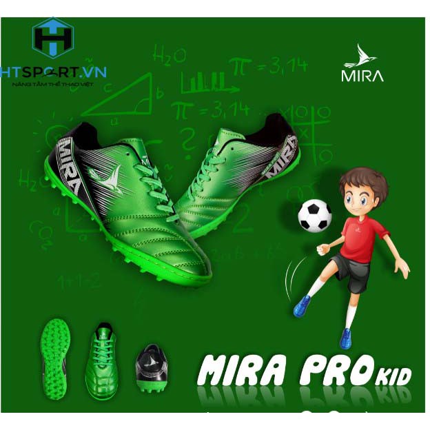 Giày bóng đá, đá banh Trẻ Em Mira Pro Kid, Giày đá bóng sân cỏ nhân tạo chính hãng nhiều màu, Mira