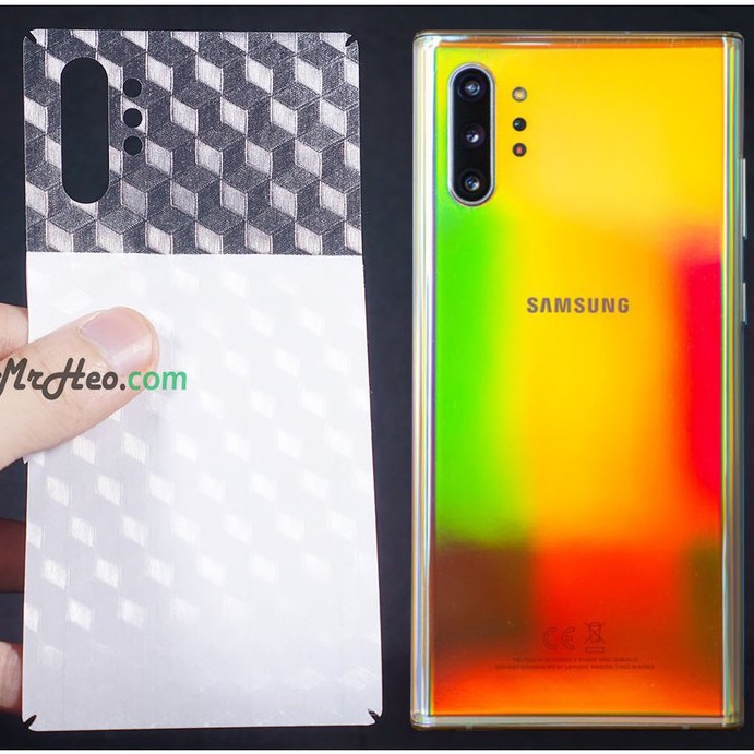 Skin Dán Mặt Sau Lưng Vân 3D Samsung Galaxy Note 10 - Note 10 Plus - Carbon, Hộp, Nhám, Dán Da