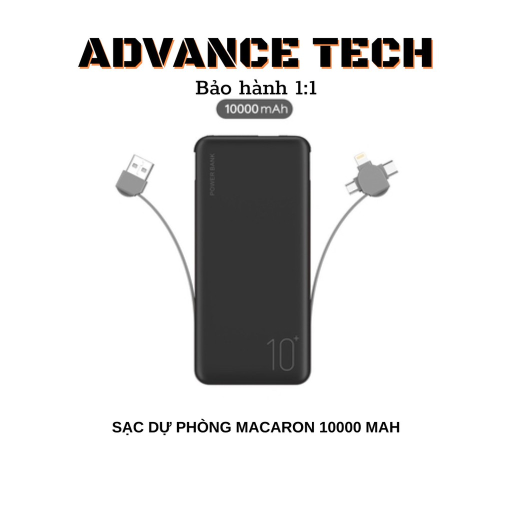 Sạc Dự Phòng 10000mAh Kết Cấu Vỏ Nhám Màu Macaron Hỗ Trợ Sạc 3 Thiết Bị Cùng Lúc