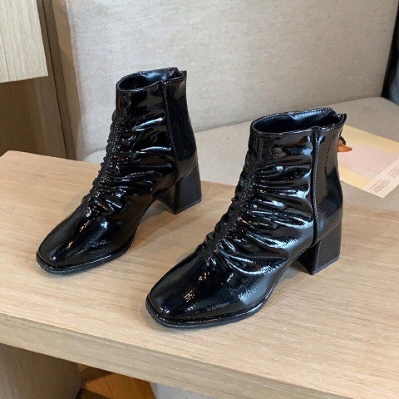 BỐT GÓT VUỐNG CỔ NHĂN DA BÓNG HÀNG LOẠI ĐẸP | BigBuy360 - bigbuy360.vn