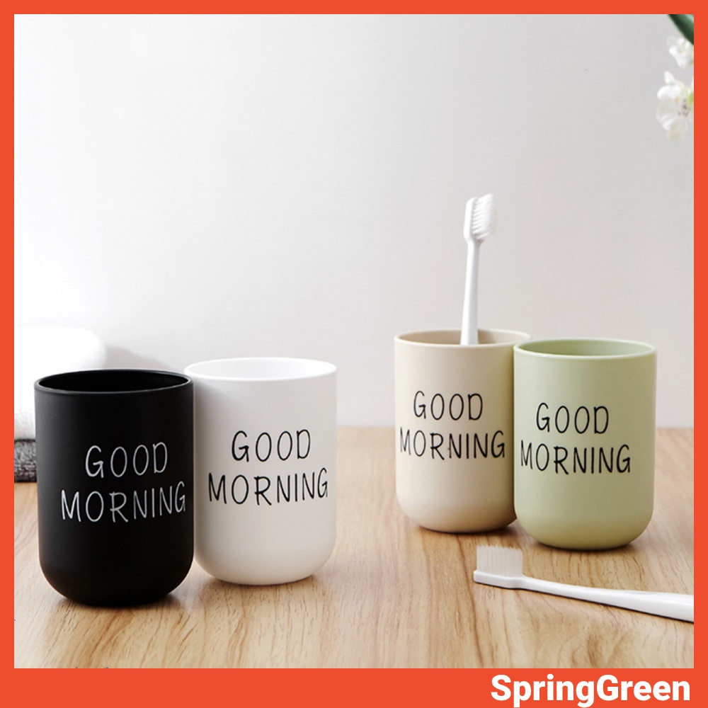 Cốc đánh răng in họa tiết Good Morning chất lượng cao 330ml