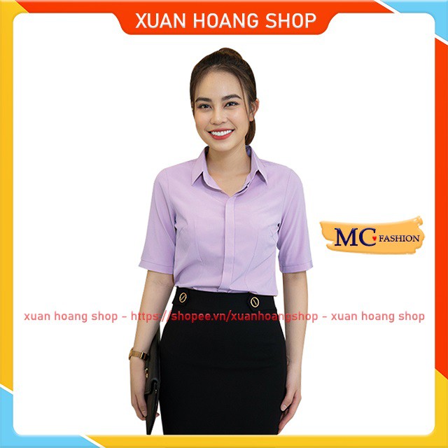 Áo Sơ Mi Nữ Công Sở Kiểu Tay Lỡ Đẹp Mc Fashion, Đủ Size, Chất Vải Mát, Màu Tím Than, Hồng, Trắng, Xanh Đen, Đỏ A473