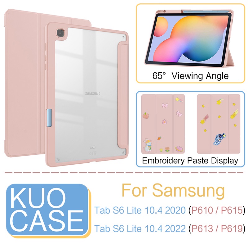 Ốp Máy Tính Bảng Bằng Acrylic + TPU Mềm Có Giá Đỡ Bút Cho Samsung Tab S6 Lite 2020 2022 P610 P615 P613 P619 10.4inch