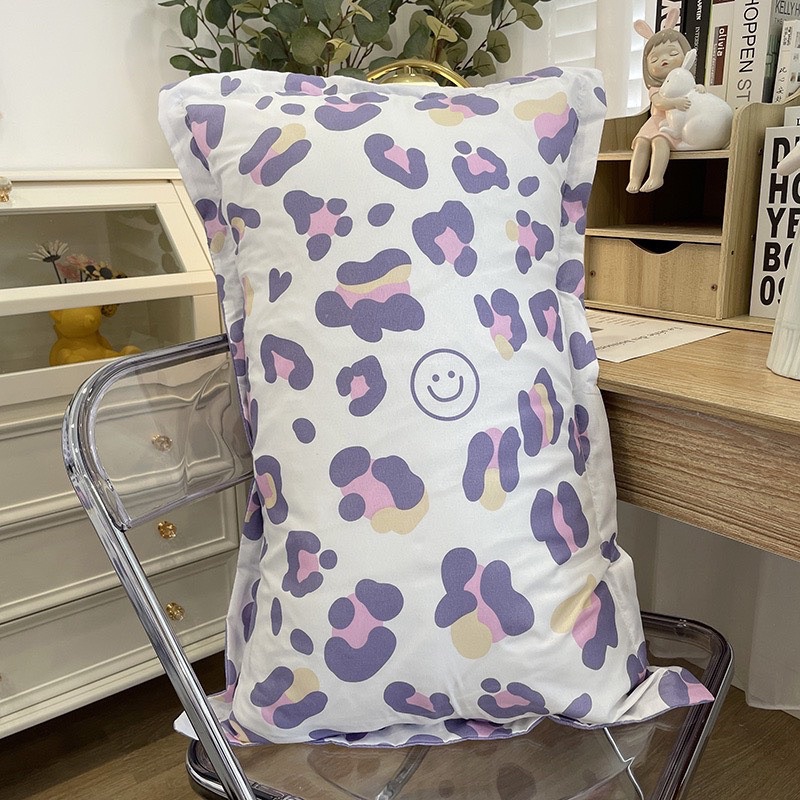 Bộ chăn ga gối cotton poly - Da beo tím.
