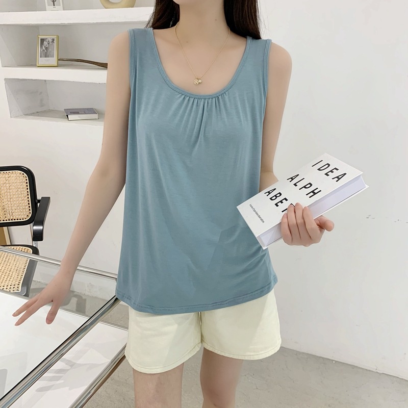 Áo Thun Ba Lỗ Cổ TròN DáNg RộNg MàU Trơn ThờI Trang 2022 Cho Nữ