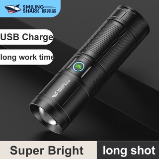 Đèn pin LED Smiling Shark SD6006 M77 Siêu sáng 1000 Lumen cầm tay USB 5 Chế độ Zoom trại đi bộ ánh đường dài