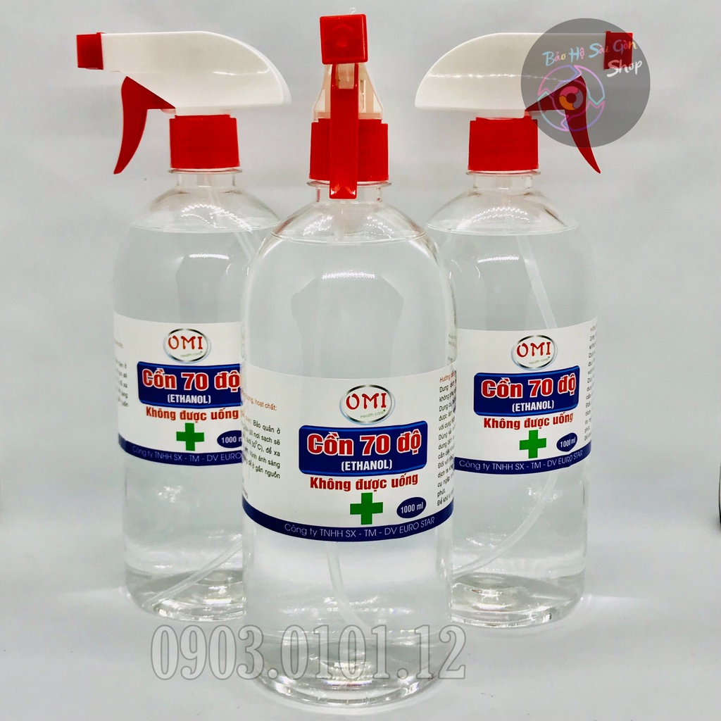 Cồn xịt khử khuẩn 70 độ chính hãng thương hiệu OMI &  ADN, Dung dich sát khuẩn chai 1.000ml