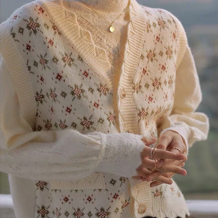 Áo khoác cardigan dệt kim không tay cổ v cổ điển cho nữ