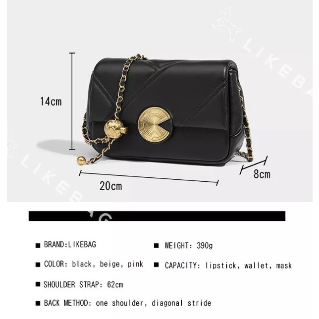 Túi đeo chéo LIKEBAG đeo vai da trơn khóa tròn 225XK7111 - LIBAGI