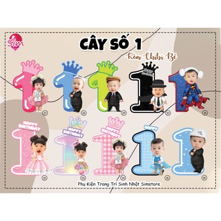 Cây số 1 trang trí bàn tiệc sinh nhật, thôi nôi bé gái, bé trai siêu xinh