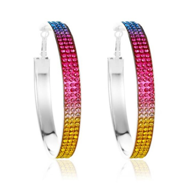 Women Temperament Color Crystal Nightclub Hipsters Full Of Diamonds Gradient jewelry Earrings