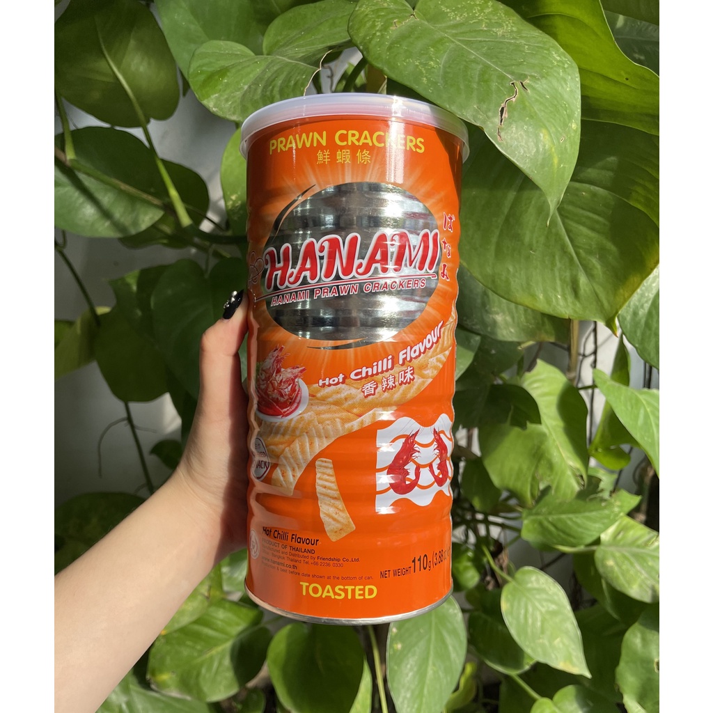 Snack Tôm Hanami Thái Lan Vị Ớt Hanami Prawn Crackers (Lon 110g-cam)