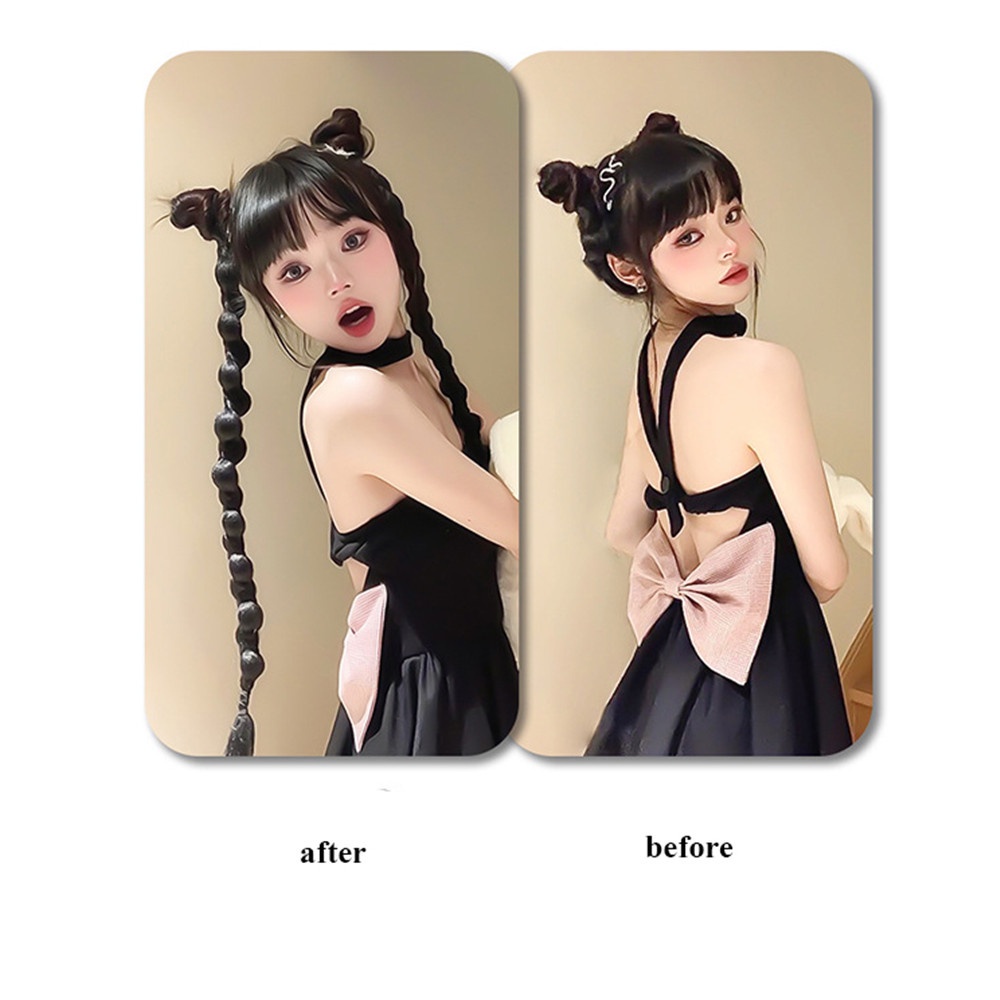 y2k 1 Cặp Tóc Đuôi Ngựa Giả Bện Bằng Sợi Tổng Hợp Màu Đen Tự Nhiên 70cm Hàn Quốc cài tóc kẹp tóc giả đuôi ngựa