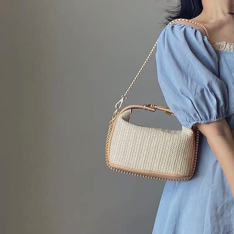 RẺ NHẤT SHOPEE túi cói vuông vintage nữ