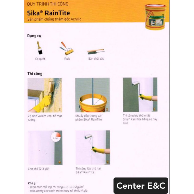 [CHÍNH HÃNG] Sơn chống thấm Sika Raintite gốc Acrylic đàn hồi Thùng 20 kg Giá rẻ