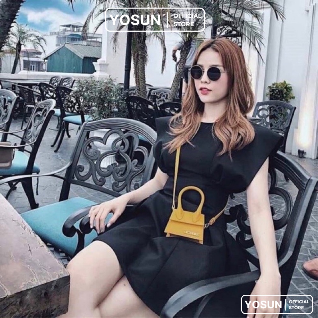 Đầm Nữ Dự Tiệc Tay Con Form Ngắn Sang Chảnh, Váy Nữ Thiết Kế Xếp Li Eo Sang Trọng 2 Màu Nâu Đen