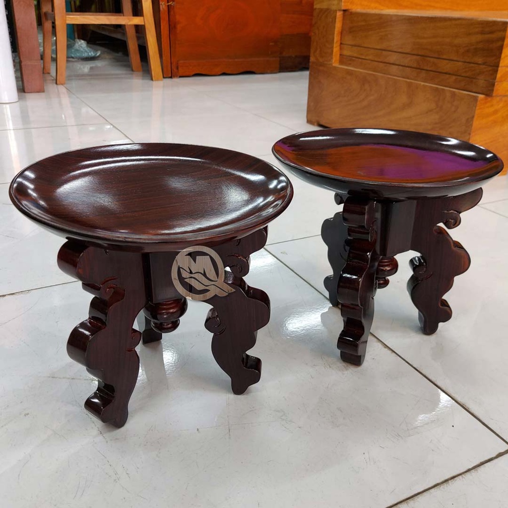 CHÒ GỖ TRÀM 3 CHÂN + ĐĨA CHƯNG TRÁI CÂY BÀN THỜ