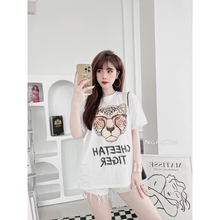 ÁO THUN UNISEX NAM NỮ CỔ TRÒN, FORM DẤU QUẦN IN HÌNH ĐẦU CỌP ĐEO KÍNH T.I.G.E.RRR DỄ THƯƠNG TMSKX25