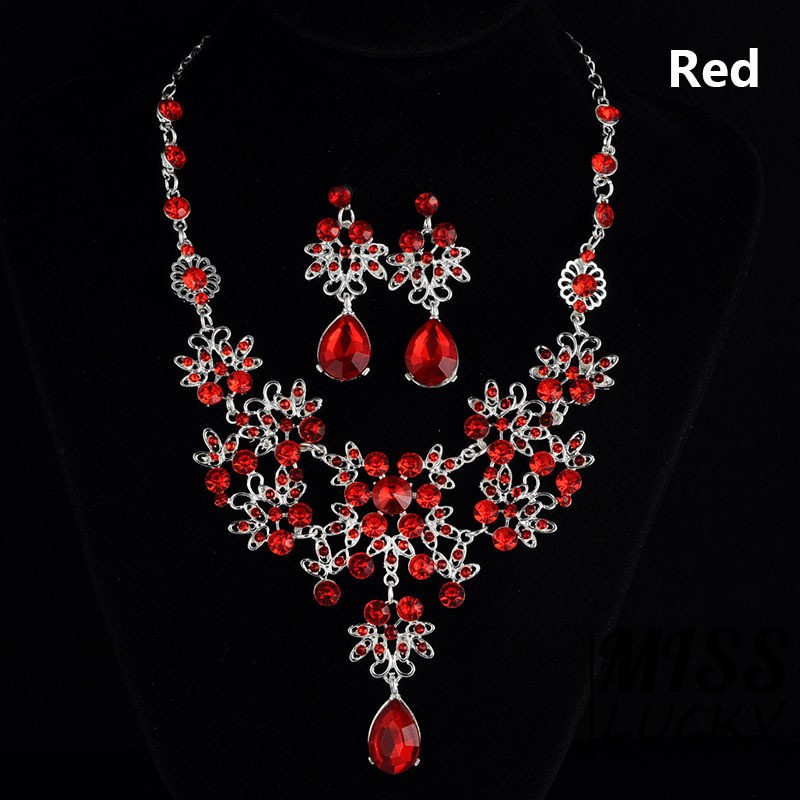 Bộ dây chuyền và đôi khuyên tai thời trang hình giọt nước độc đáo thanh lịch cho nữ