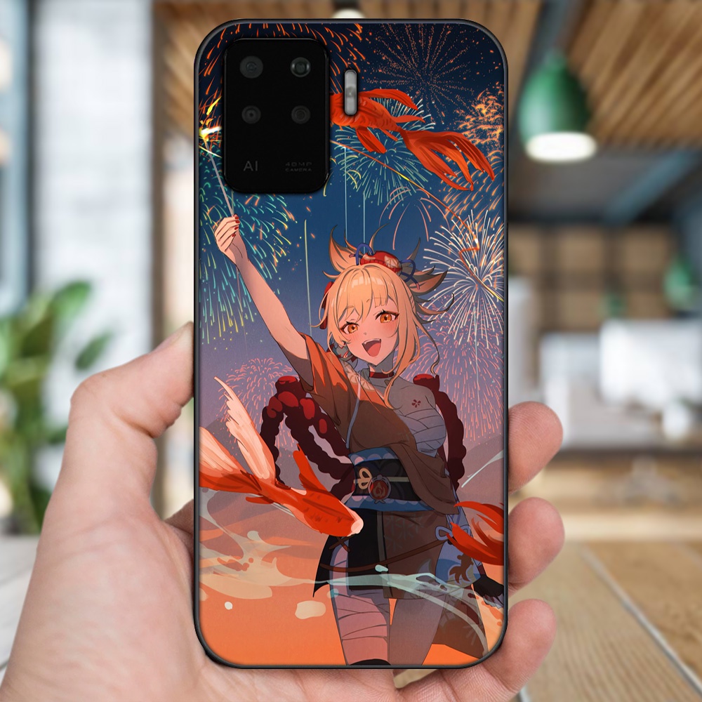 Ốp lưng Oppo A94 viền đen in hình Yoimiya Genshin Impact