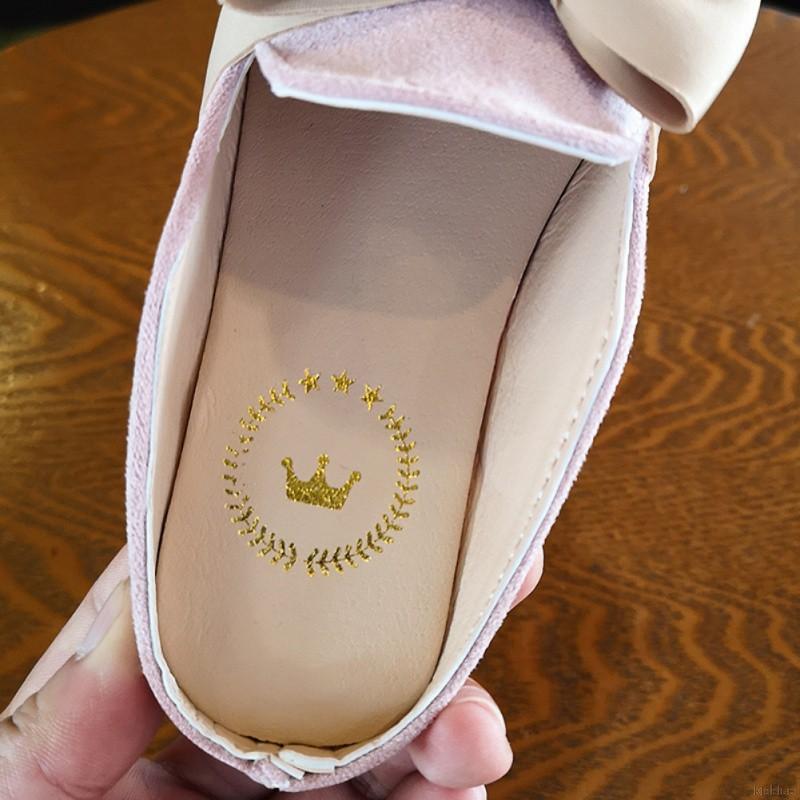 Giày búp bê đế cao su gắn nơ kiểu công chúa thời trang mềm mại cho bé gái