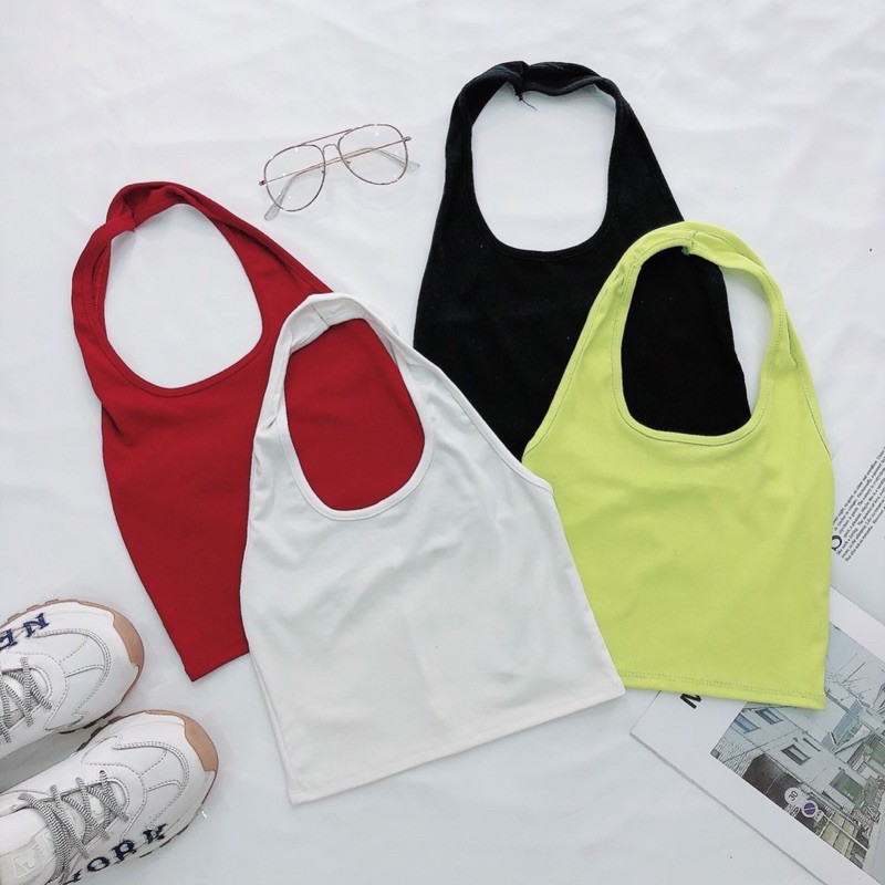 Áo Croptop Cổ Yếm Đơn Giản Dễ Phối Đồ A3