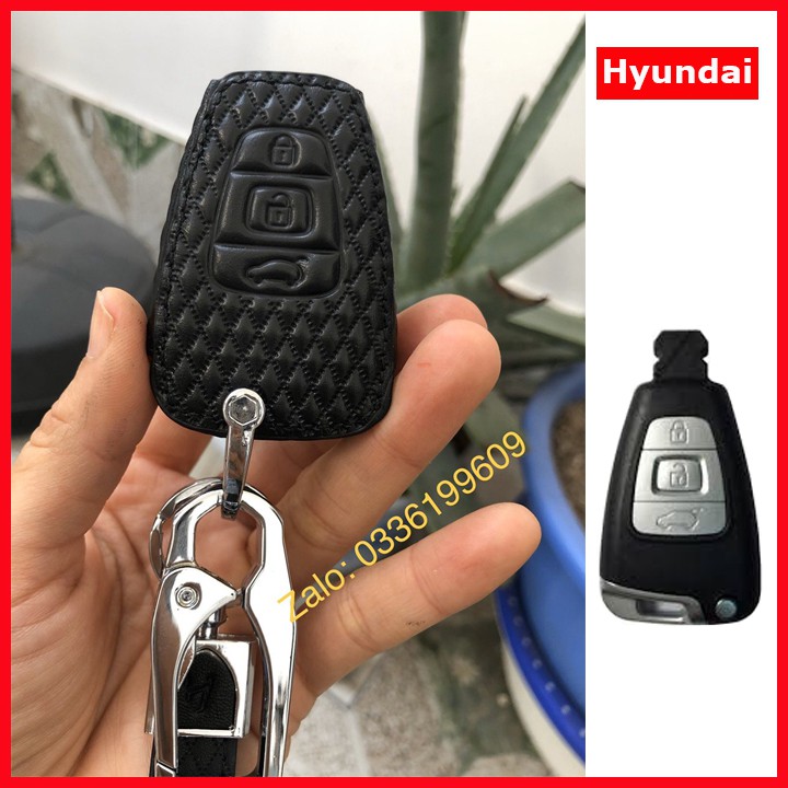 Bao da chìa khóa ô tô Hyundai i30 màu đen hàng cao cấp loại đẹp M12