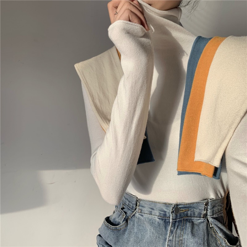 Áo dệt kim cổ cao phong cách thanh lịch thời trang thu đông