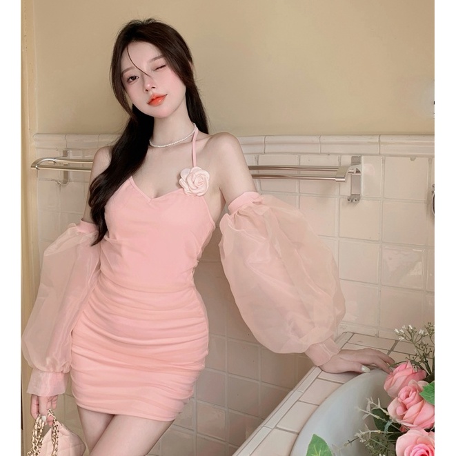 Đầm Hai Dây Dáng Ôm Vải Voan Phong Cách Trung Hoa Hàng Mới Thời Trang Mùa Hè