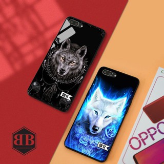 Ốp lưng kính cường lực Oppo A3s / A12e / A5 nhiều hình sói đêm đẹp