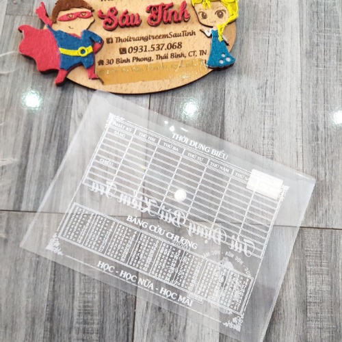 Tép Để Giấy A5 Tiện Lợi - Túi đựng bài kiểm tra kèm bảng cửu chương và bảng thời khóa biểu