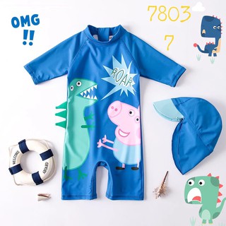 ĐỒ BƠI LIỀN THÂN CÓ MŨ CHO BÉ TRAI MSĐ