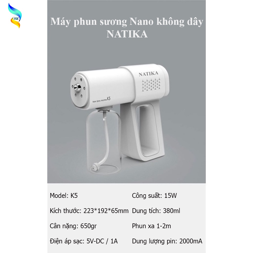 Máy phun khử trùng NATIKA, Phun Khử Khuẩn,Máy Phun Sương Nano đuổi muỗi, Vệ sinh Nhà Cửa.TẶNG chai Nano Bạc 500ml