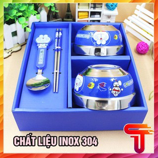 BỘ BÁT INOX CHO BÉ CHỐNG NÓNG GIỮ NHIỆT DOREMON VÀ KITTY TANOSA T3B3