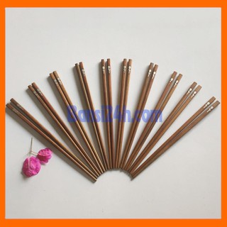 [HOT] Bộ 10 Đôi Đũa Gỗ Cẩm Cao Cấp Có gắn hoa hồng Inox