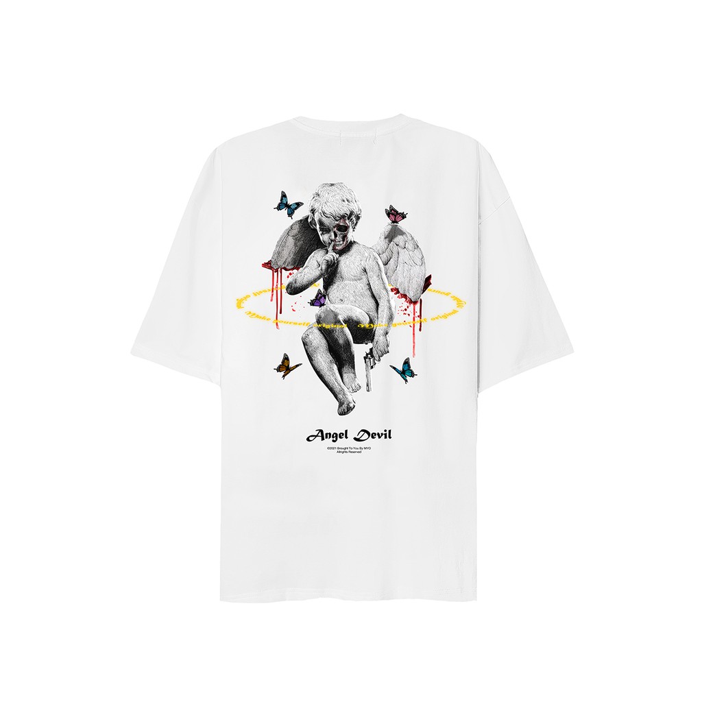 Áo Phông Form Rộng MYO Vải Cotton In Hình Angel Devil
