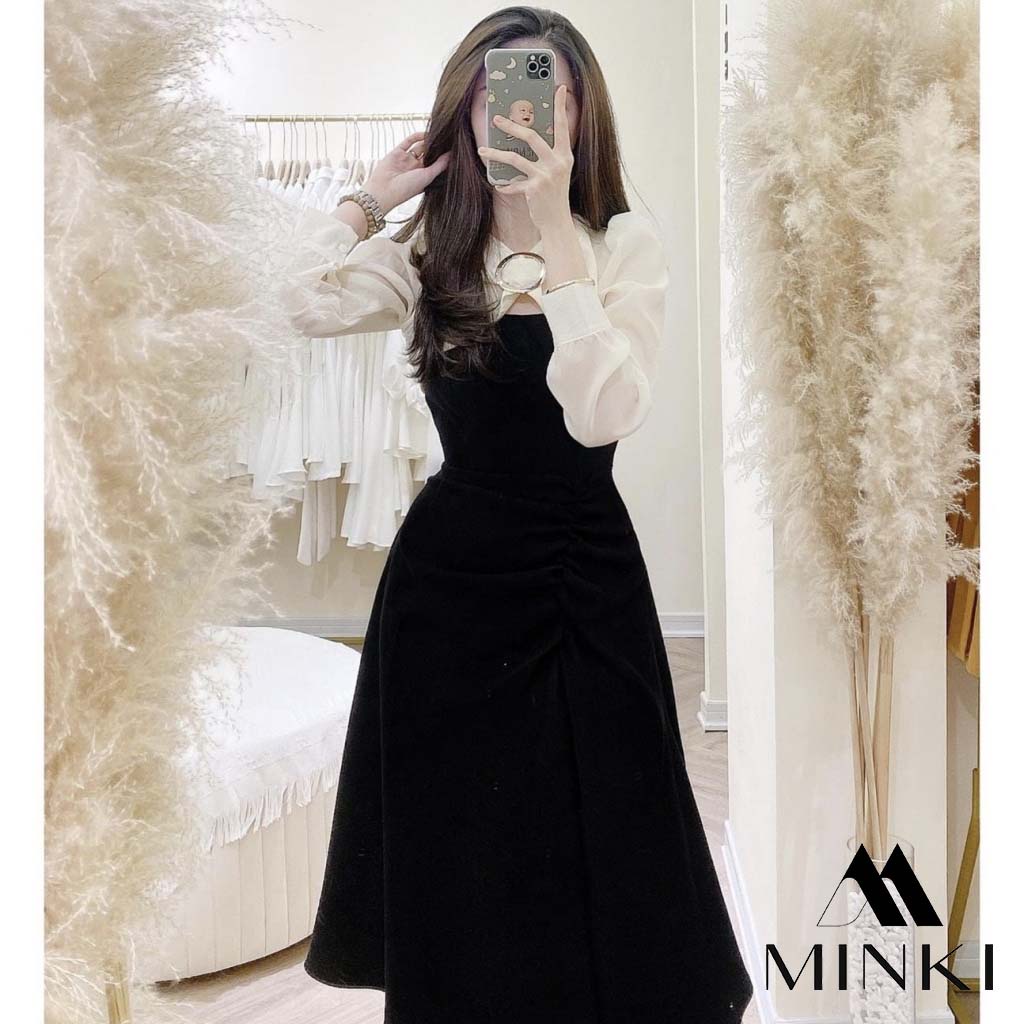 ĐẦM DÀI TAY TIỂU THƯ KHOEN NGỰC - CHẤT LIỆU CAO CẤP - MÀU HỒNG / ĐỎ / ĐEN | BigBuy360 - bigbuy360.vn