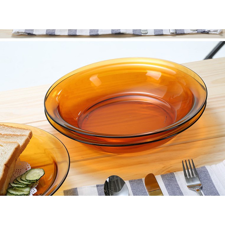 Dĩa thủy tinh D3018D Duralex - Lys vàng Amber -  28cm Thủy tinh cường lực cao cấp Pháp