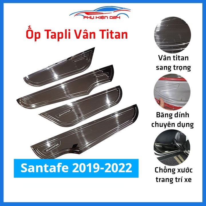 Bộ ốp tapli Santafe 2019-2020-2021-2022 vân Titan chống xước va đập khi mở cửa và làm đẹp xe