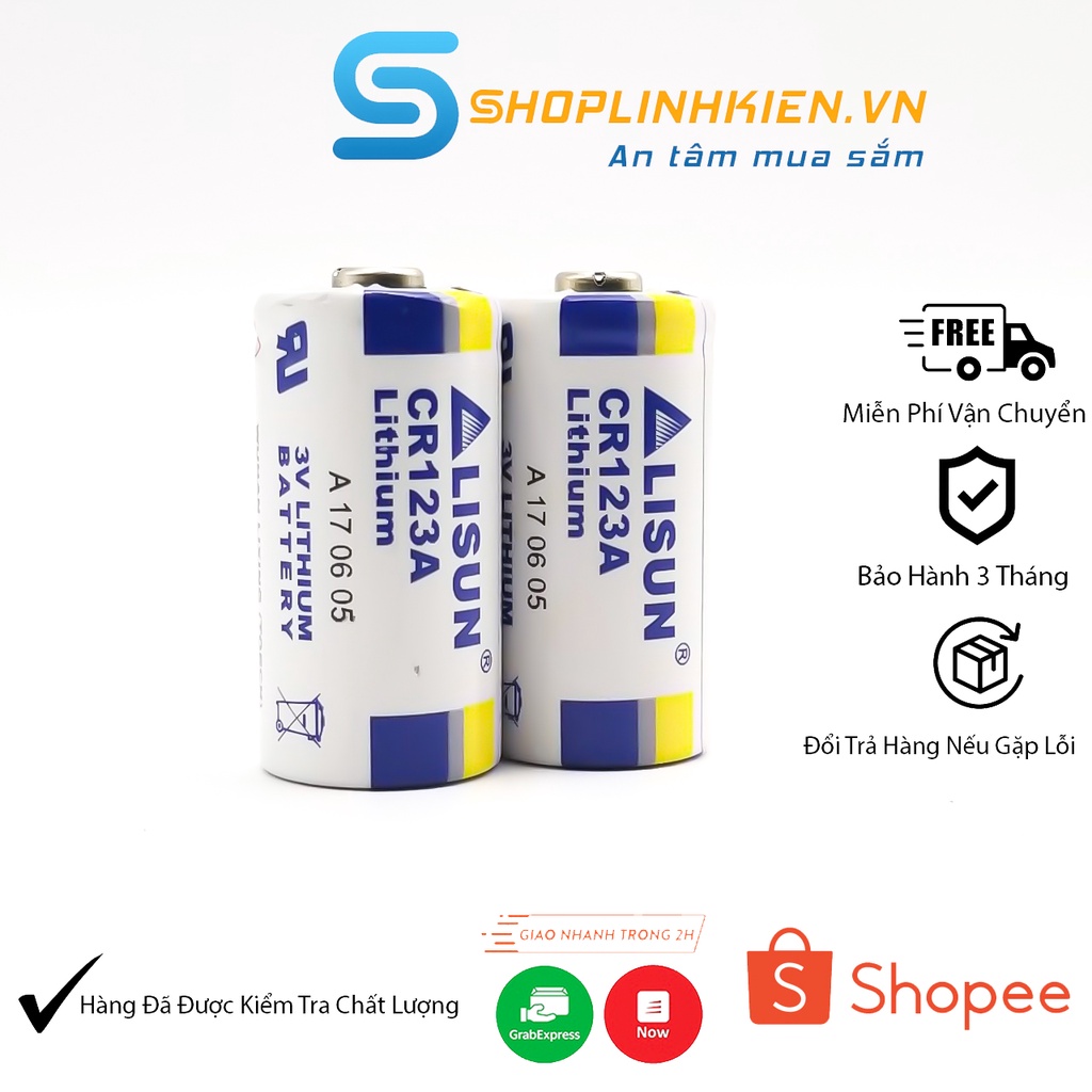 Cặp Pin CR123A 3V 1500mA Lithium, Pin 3V Cho Máy Ảnh Đèn Pin Mạch PLC (Không Sạc)