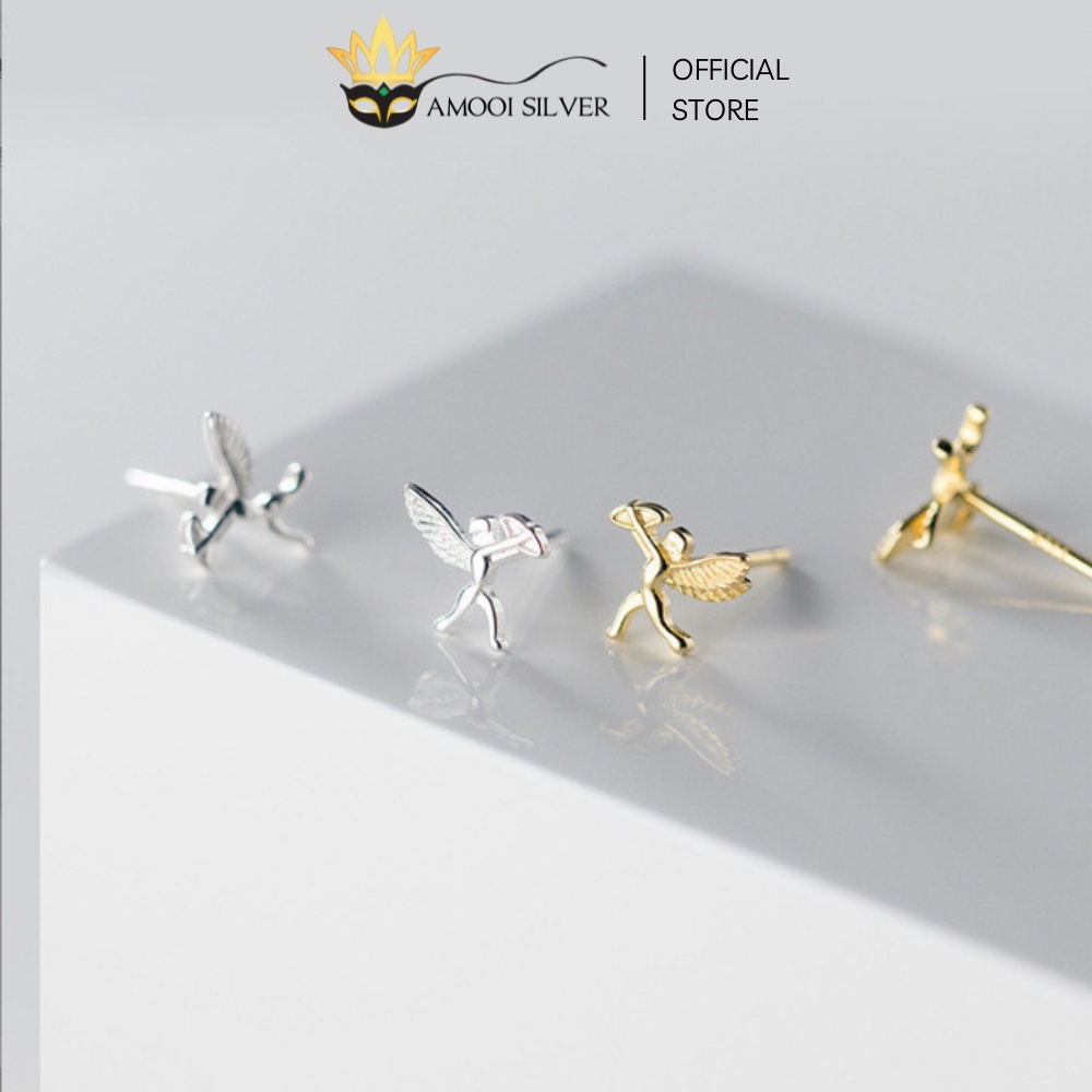 Bông tai bạc S925 thần cupid nhí - Amooi Silver AB127