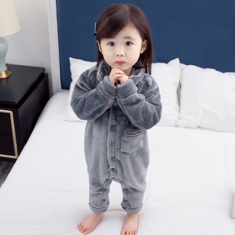 Bộ Đồ Ngủ Liền Thân Vải Flannel Thời Trang Mùa Đông Cho Bé Trai